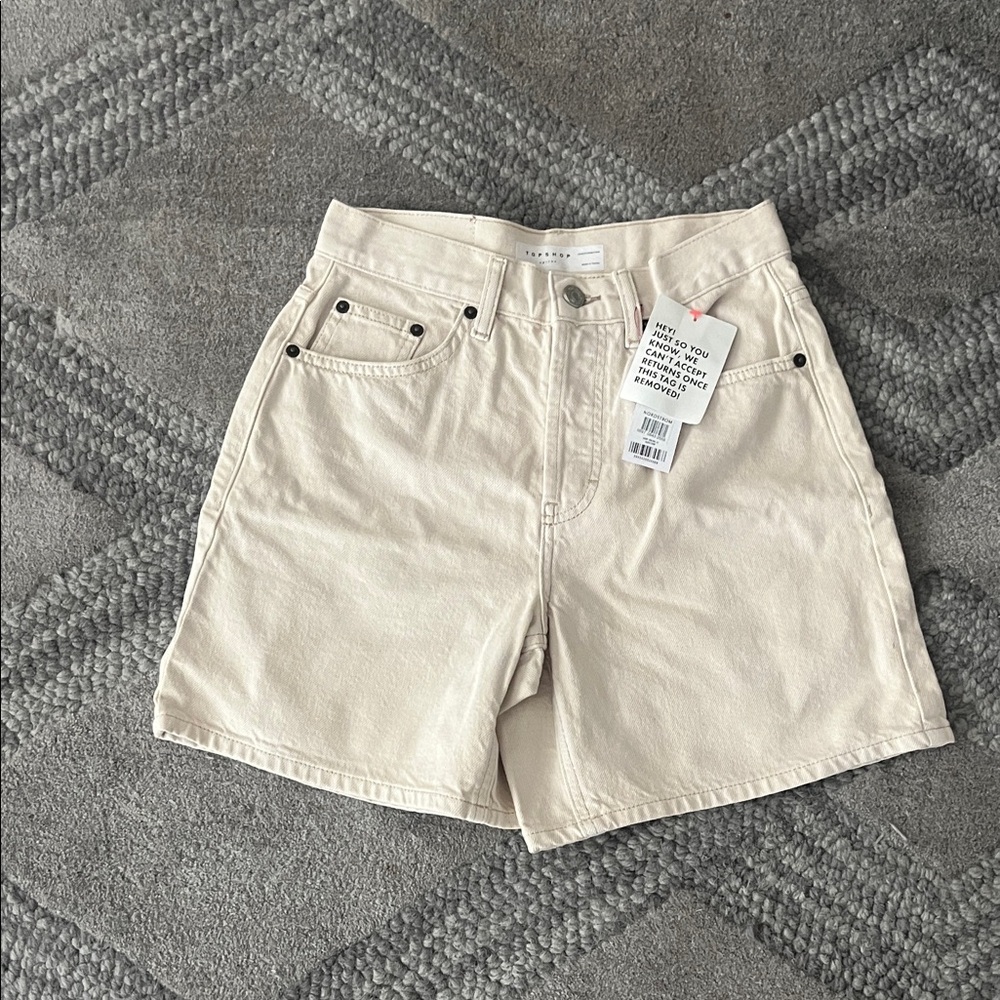 Topshop Men's Cream Jean Shorts